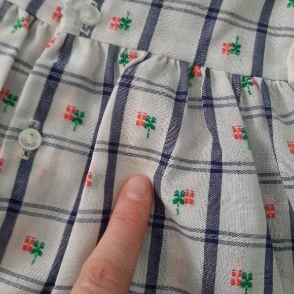 Vtg Blue Embroidered RW&B Picnic Plaid Dress Summer Playsuit w Matching Hat - Picture 9 of 10